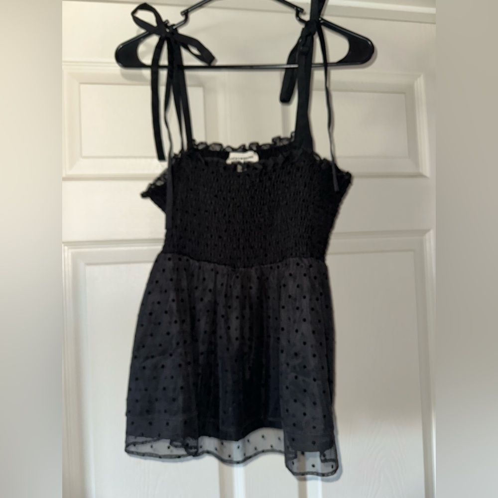 Lucky brand Swiss dot smocked top